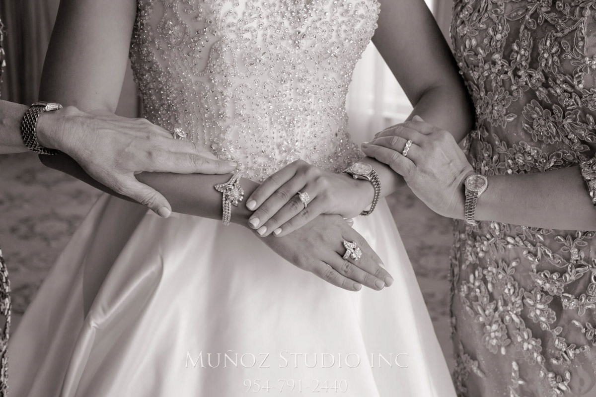 Bridal jewelry and dress details