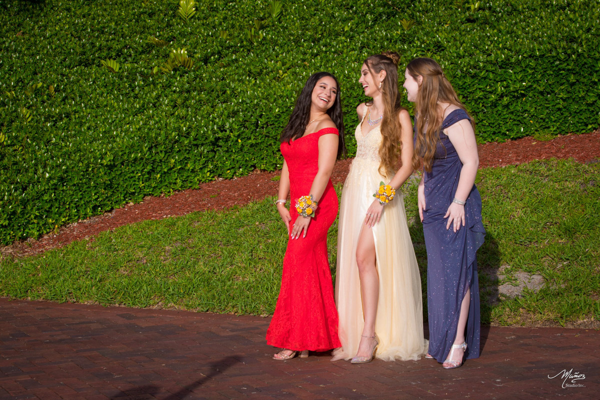 Prom group laughing